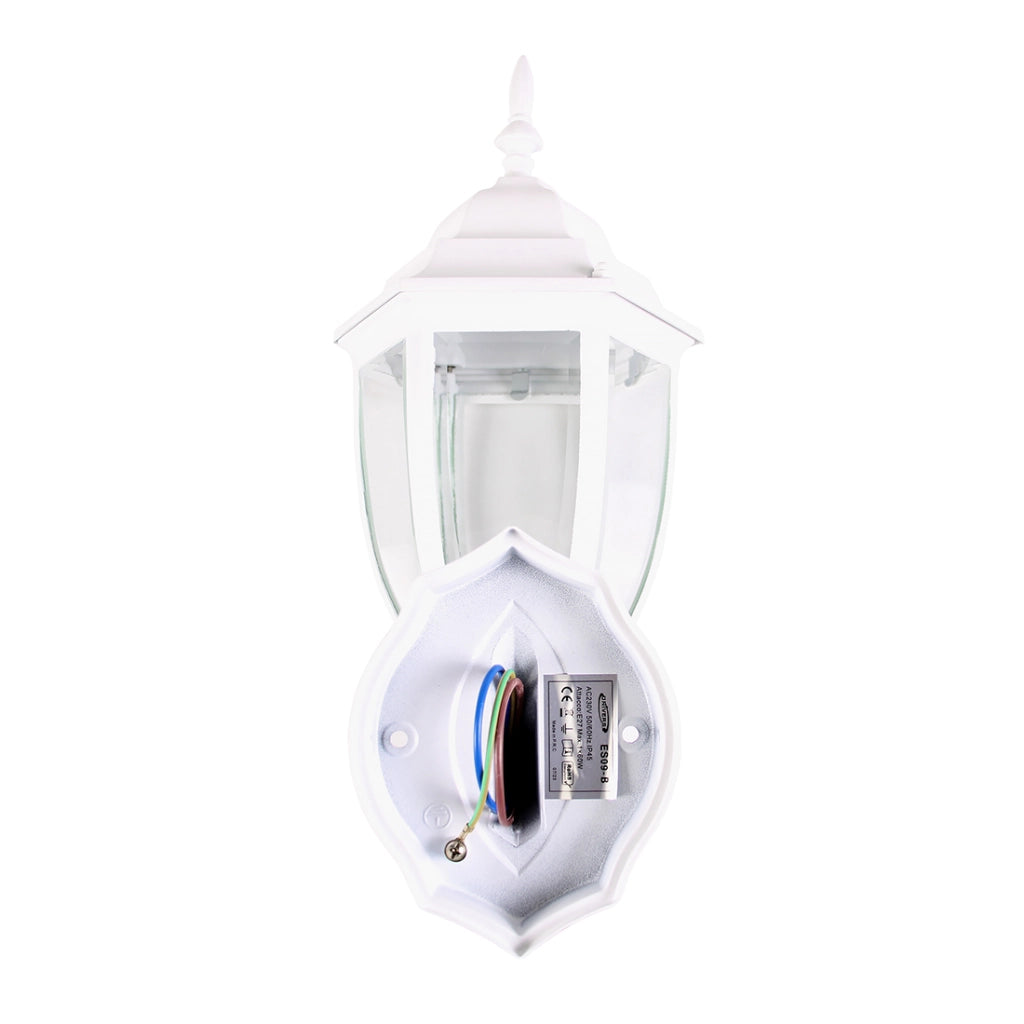 APPLIQUE DA ESTERNO A LANTERNA LAMPADA DA PARETE BIANCA IP45 CON ATTACCO E27 - PER ILLUMINAZIONE STILE VINTAGE