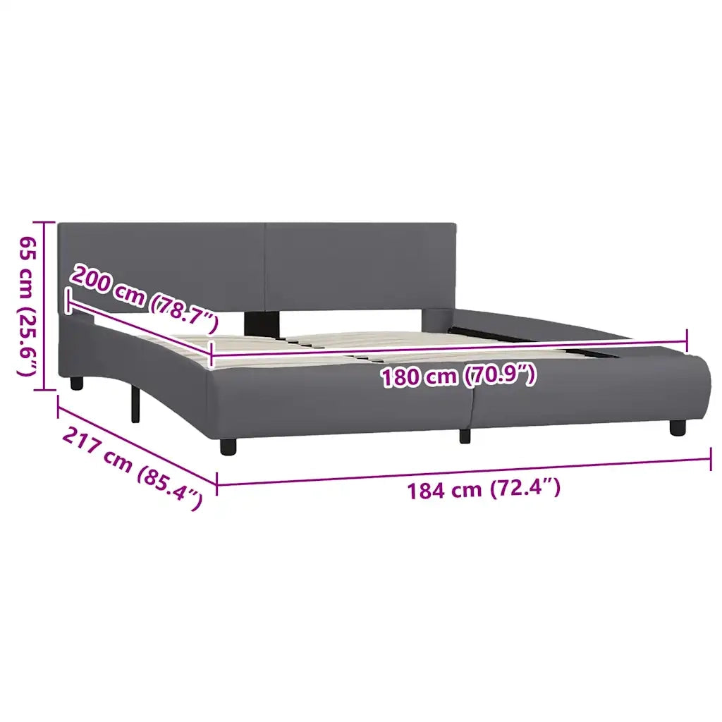 Giroletto con LED Grigio in Similpelle 180x200 cm 285497