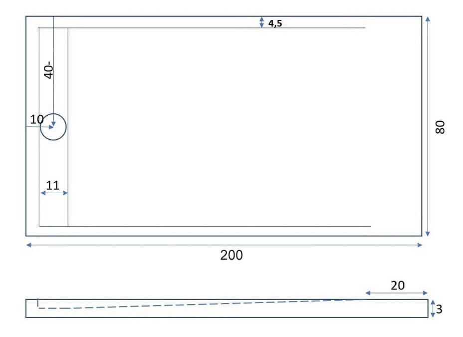 Piatto Doccia 90x200 cm in Pietra Bonussi Kamet Sabbia