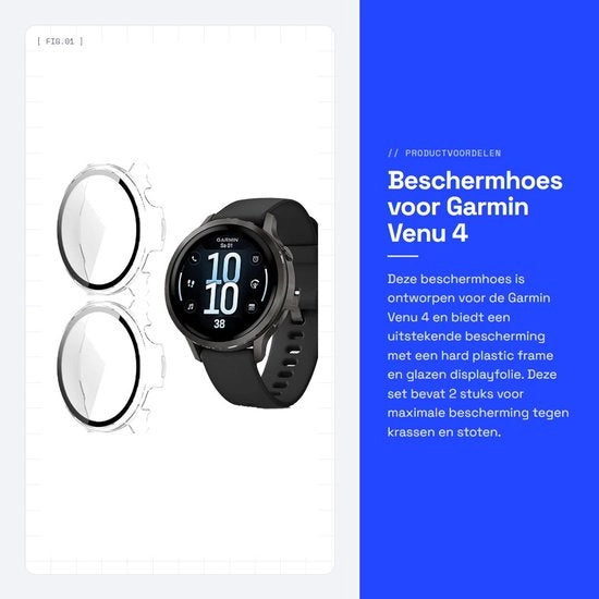 Kit di protezione per Garmin Venu 4 con vetro e cornice [2 pezzi]