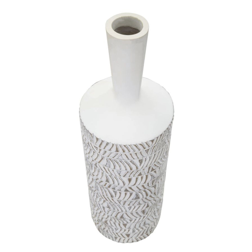 Vaso Decorativo VKH679, Bianco, Poliresina, 15x15x49,5 cm