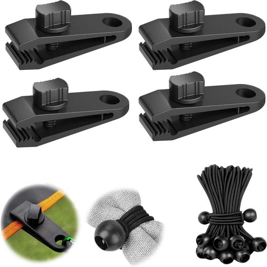 Set di cerniere per tenda - kit di cerniere pesanti - cerniere per tenda - bungee per tenda - cerniera per capotto - cerniera per luifel - nero