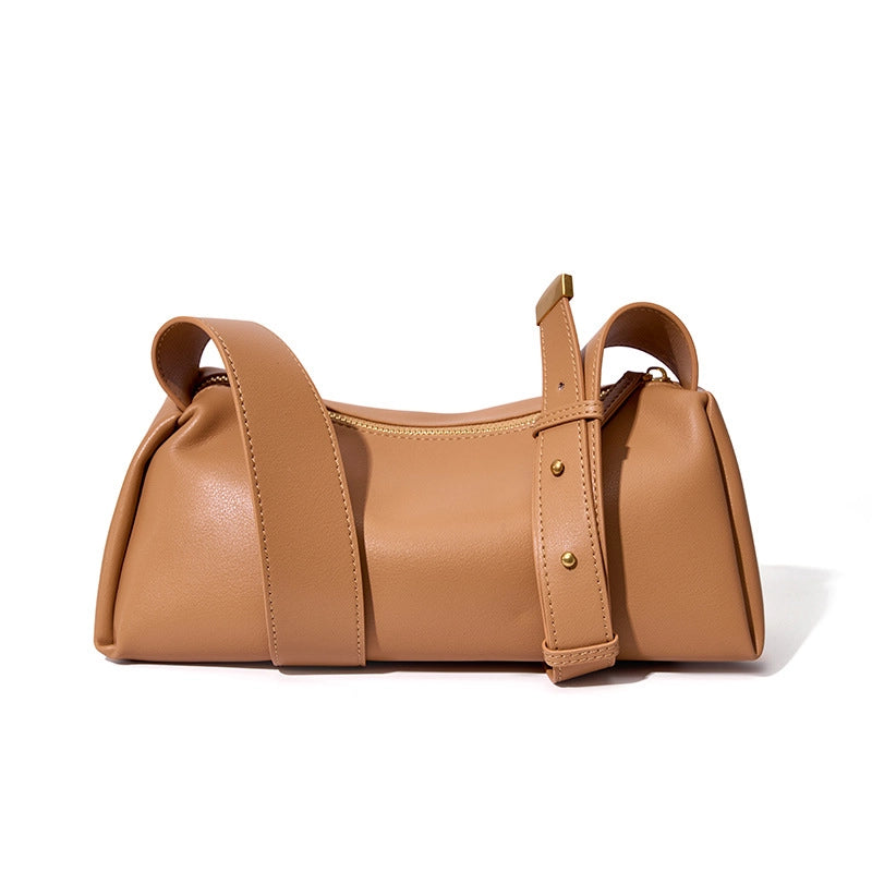 Borsa a tracolla piccola da donna in vera pelle, marrone