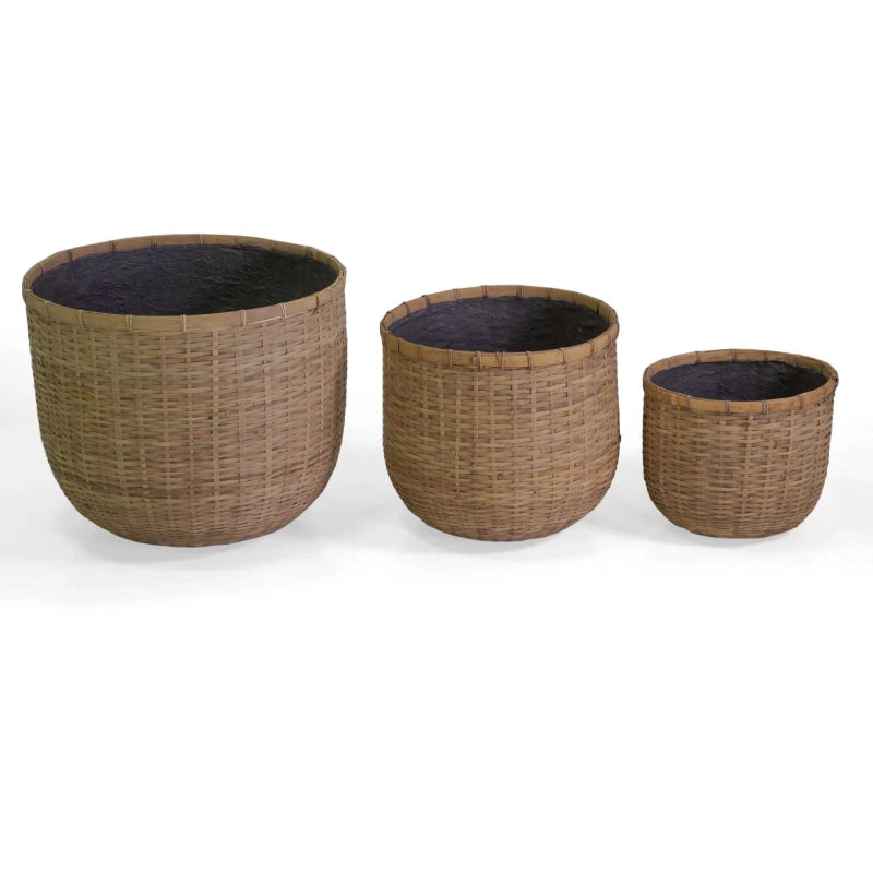 Portavaso cemento bambù 1-3 naturale tondo cm ø49h43