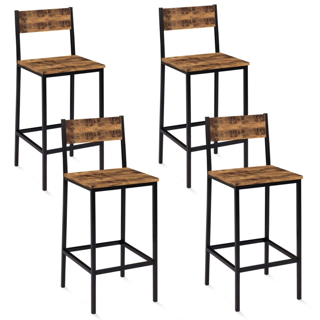 IDMarket - Lote de 4 taburetes de bar DAYTON con respaldo silla de cocina de diseño industrial