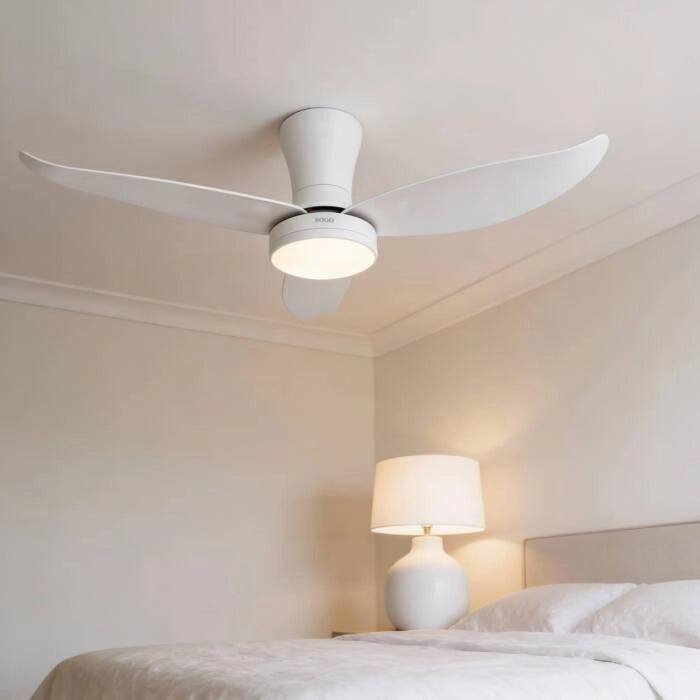 Ventilatore da soffitto 90 cm con luce LED, motore DC 18W, 6 velocità, telecomando incluso, funzione reversibile - SOGO