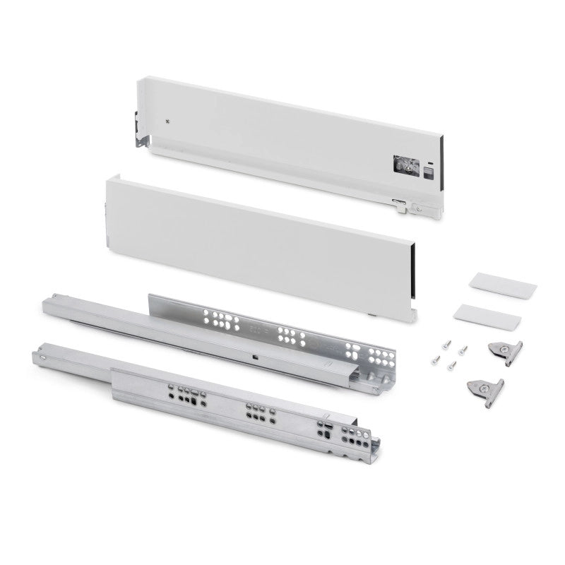 Cassetto esterno Vertex con regolazione 3D altezza 131mm, 40kg, profondità 500mm, Acciaio, Verniciato alluminio