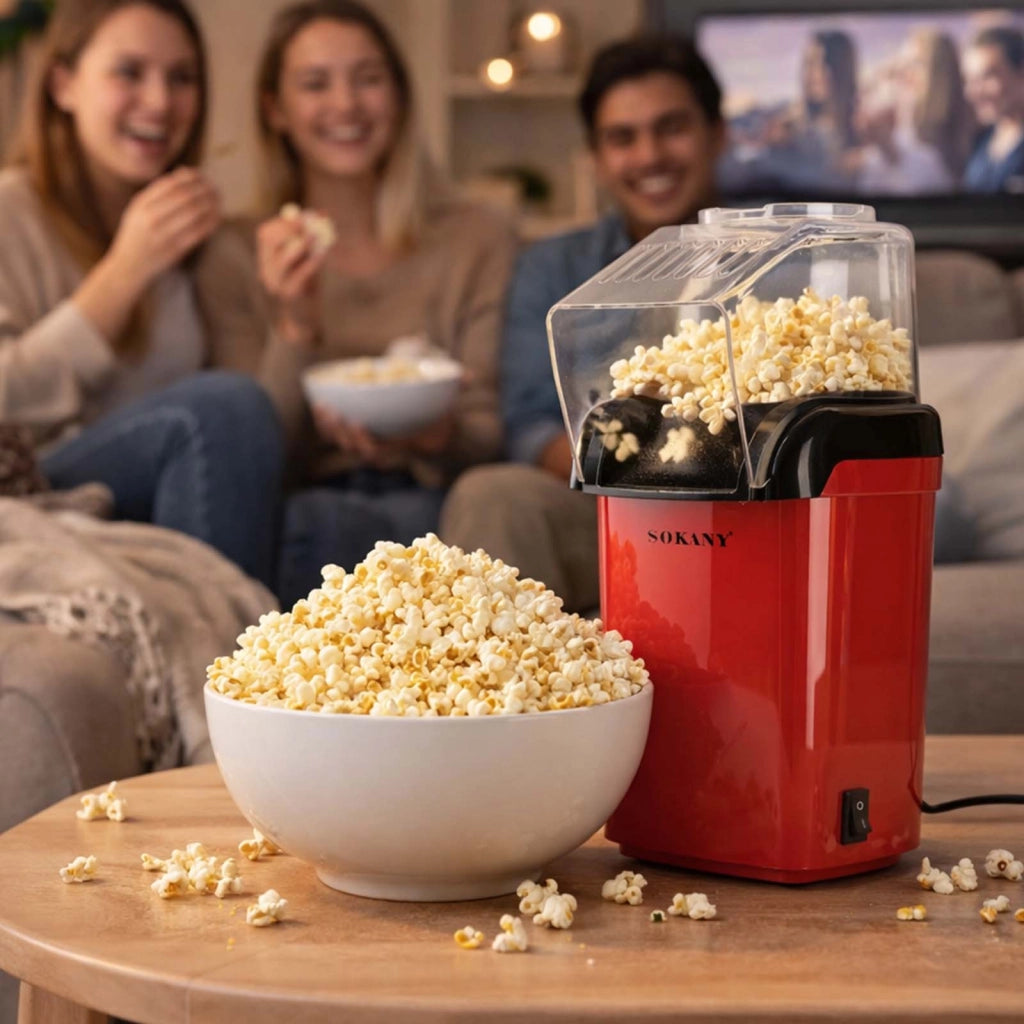 Macchina per Popcorn 1200W Preparazione e Cottura Rapida Nero / Rosso Sokany