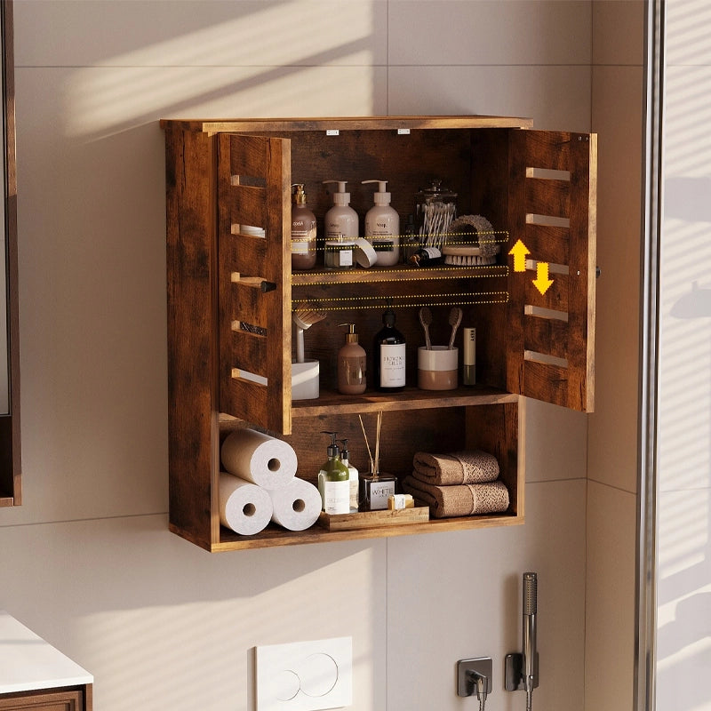 Mobile da bagno sospeso in bronzo rustico con ripiano e montante a muro in stile loft da 60 cm