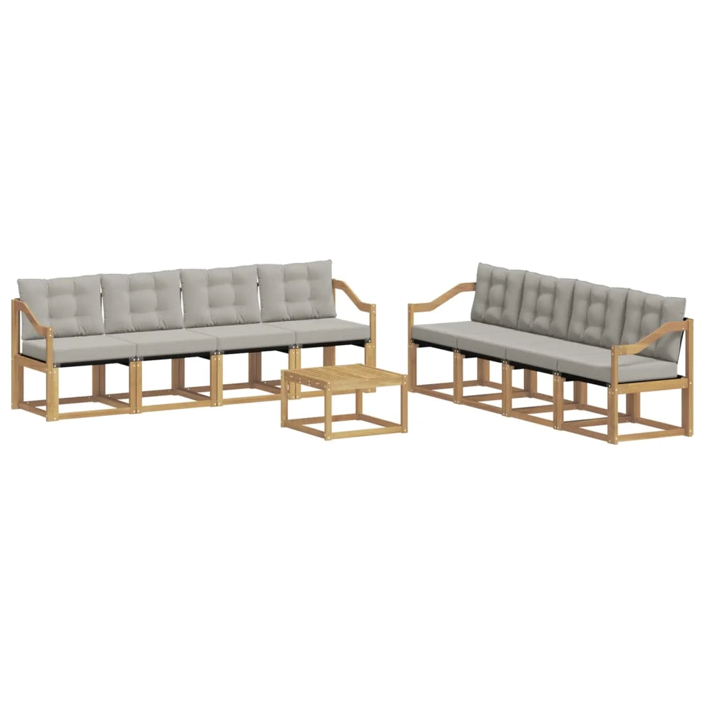 Set di divani da esterno 9 pz Bianco e Grigio Chiaro 3389341