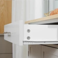Carrello da Cucina con Ruote, Isola da Cucina con Cassetto, Armadio e Porta-Strofinacci, Bianco