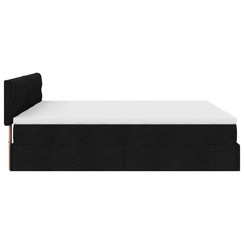 Struttura Letto Pouf con Materassi Nero 160x200 cm in Tessuto 3312010