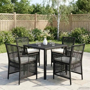 Sedia da esterno con cuscino 4 pcs Nero e Crema polyrattan 42026689
