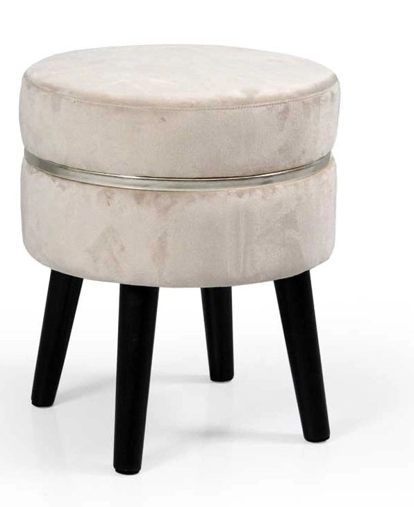 POUF CON SEDUTA IN VELLUTO E GAMBE NERE 35 X H40 CM COLORE GRIGIO CHIARO