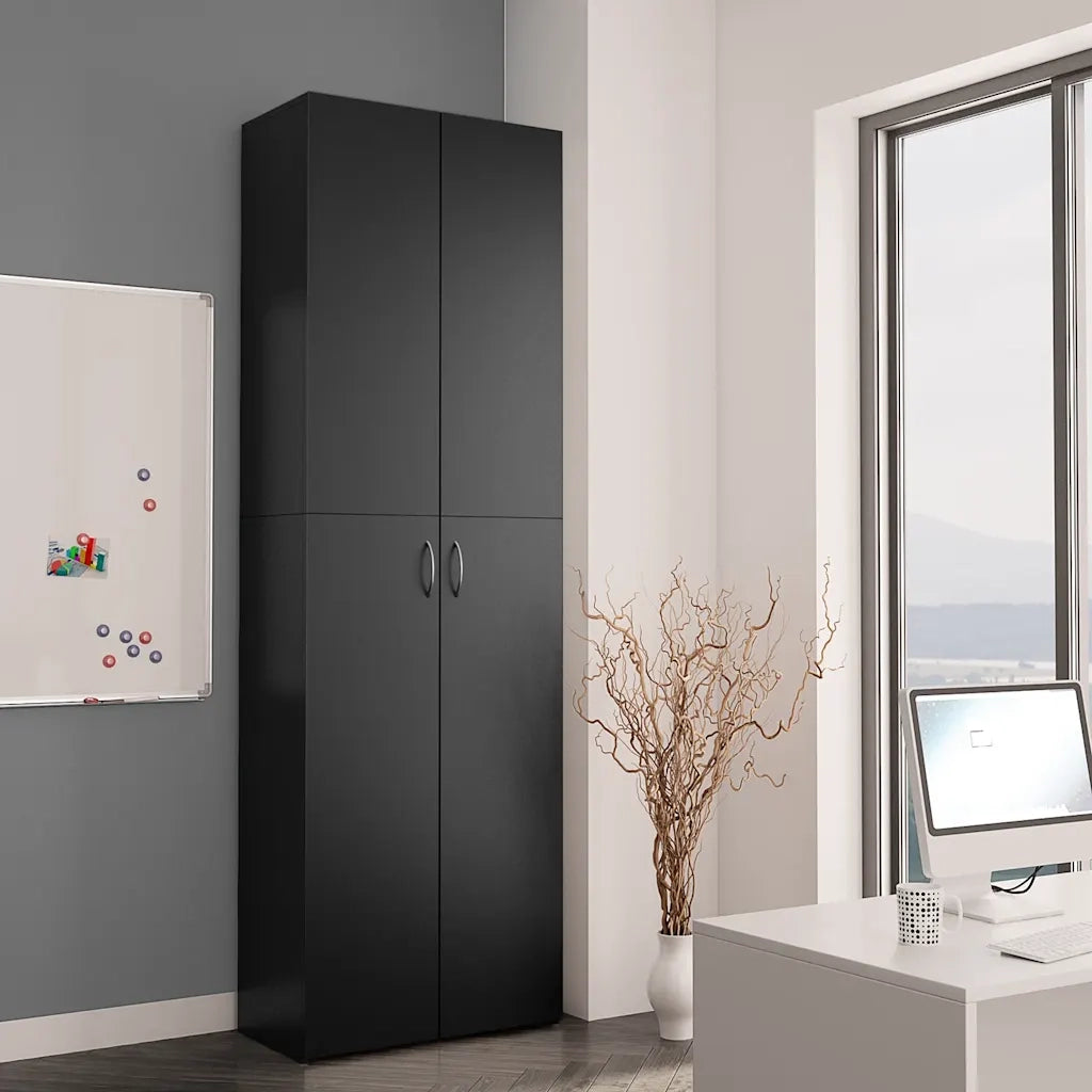Armadio per Ufficio Nero 60x32x190 cm in Legno Multistrato 800298