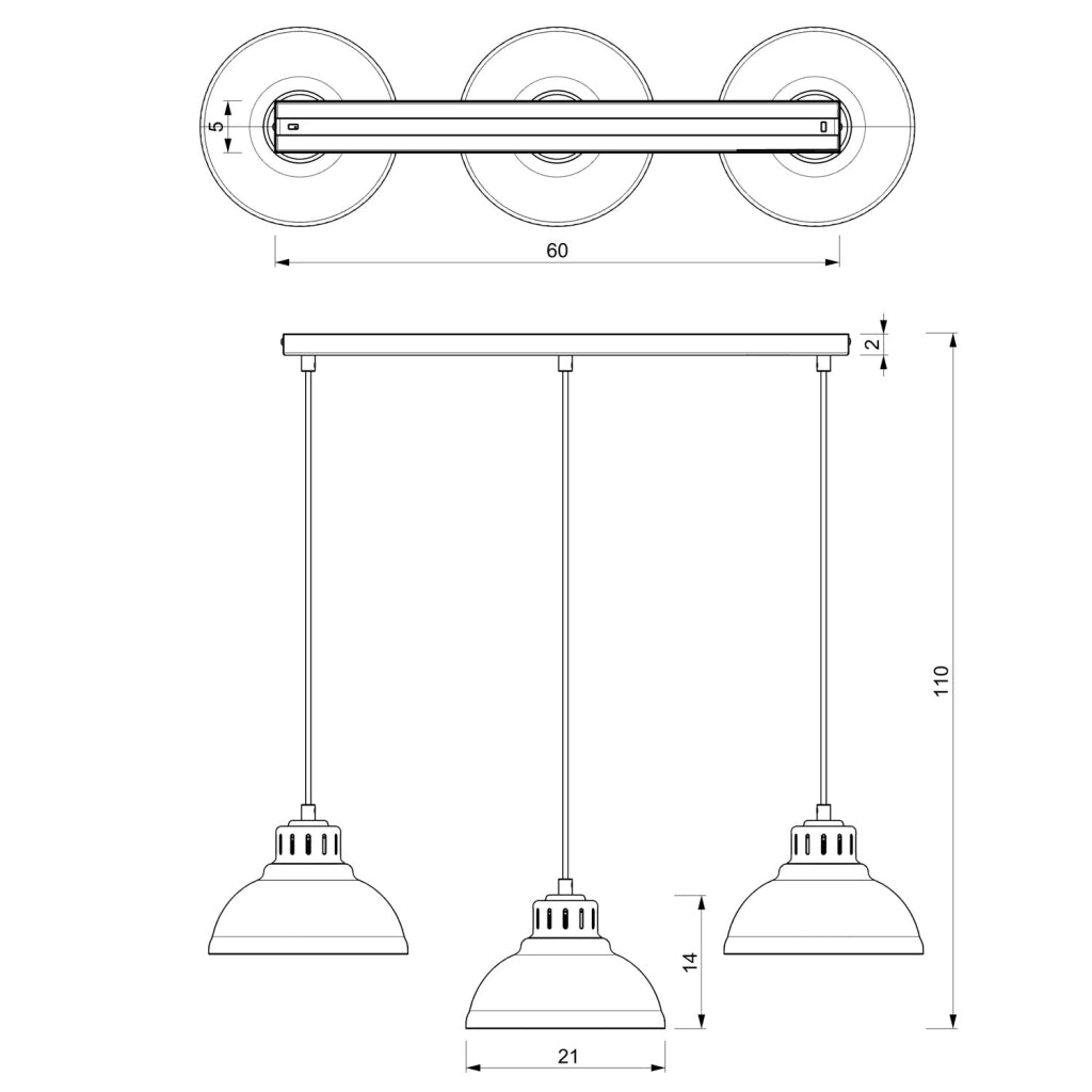Lampada a sospensione Sven 3xE27 bordo acciaio Luminex