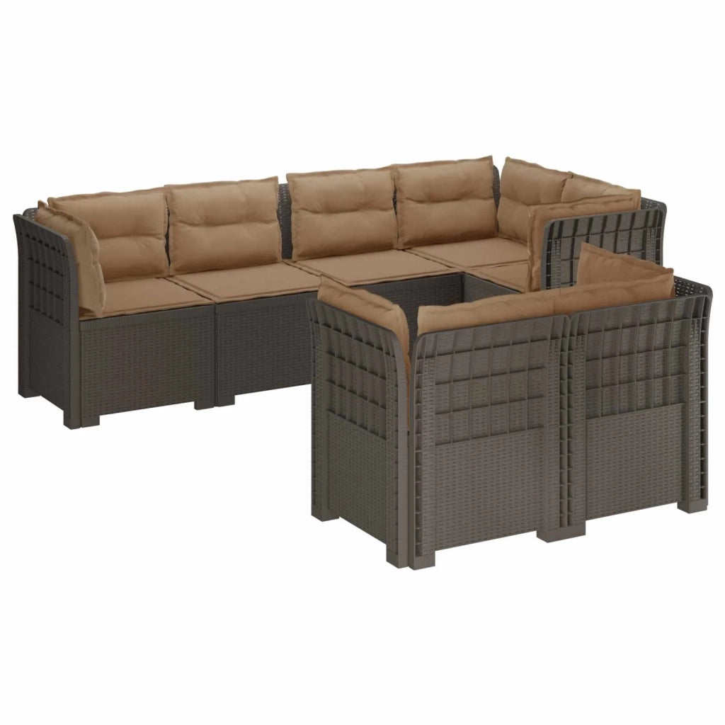 Divano 7 Posti da Giardino con Cuscini Aspetto Rattan PP 3444172