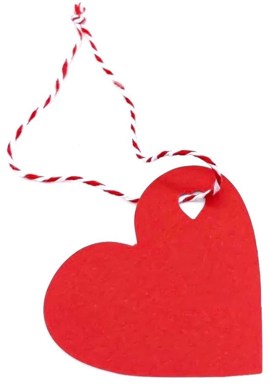 Hanger per regalo 200 pezzi - Hanger a forma di cuore - Lint di carta - Fortunato per il DIY - Filo di seta 25 m - Carta forte di alta qualità - Hanger per regali