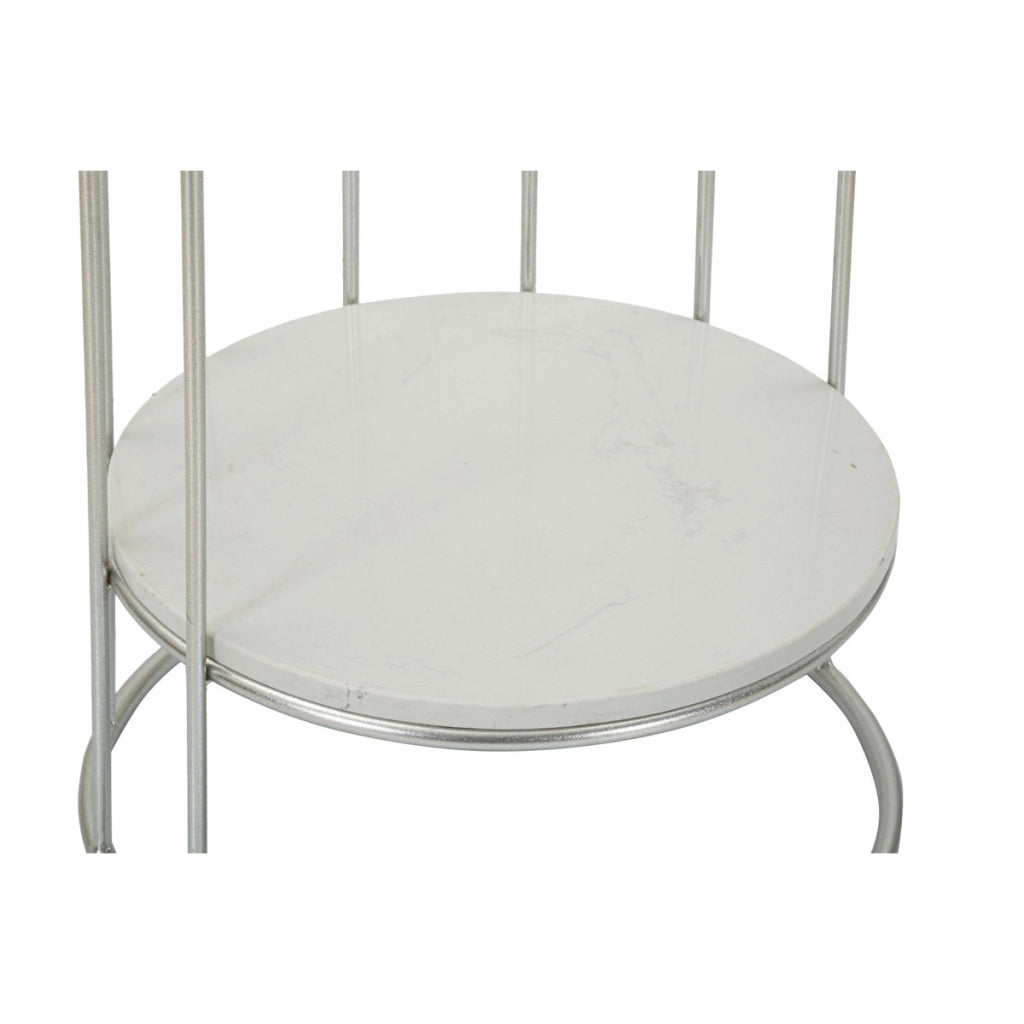 Tavolino VKH583, Argento, Marmo, 40x40x76 cm