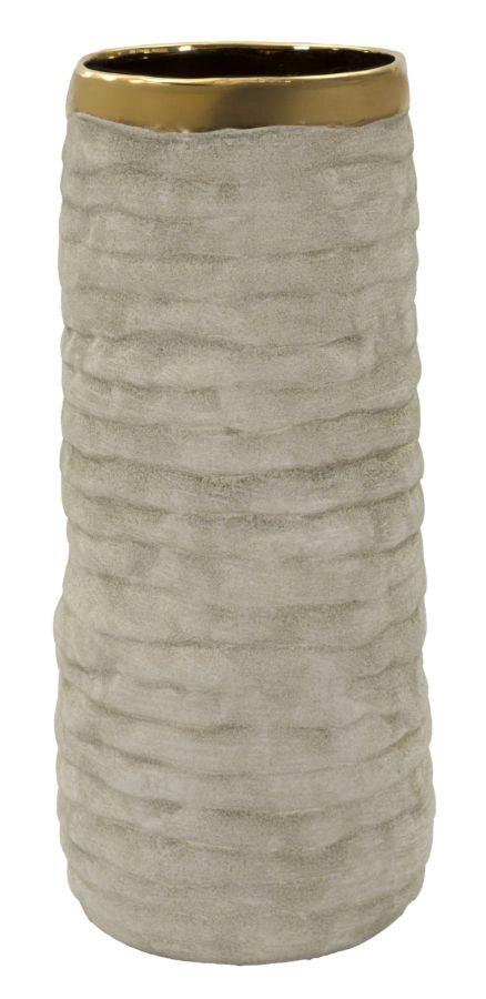 Vaso Lima Open Ø14x31,5 cm in Ceramica Grigio e Oro