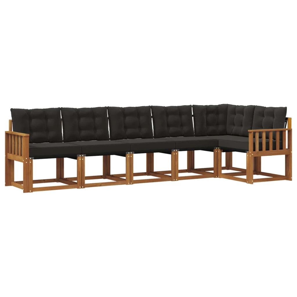 Set di divani da esterno con cuscino 6 pcs Naturale e Nero 3368711