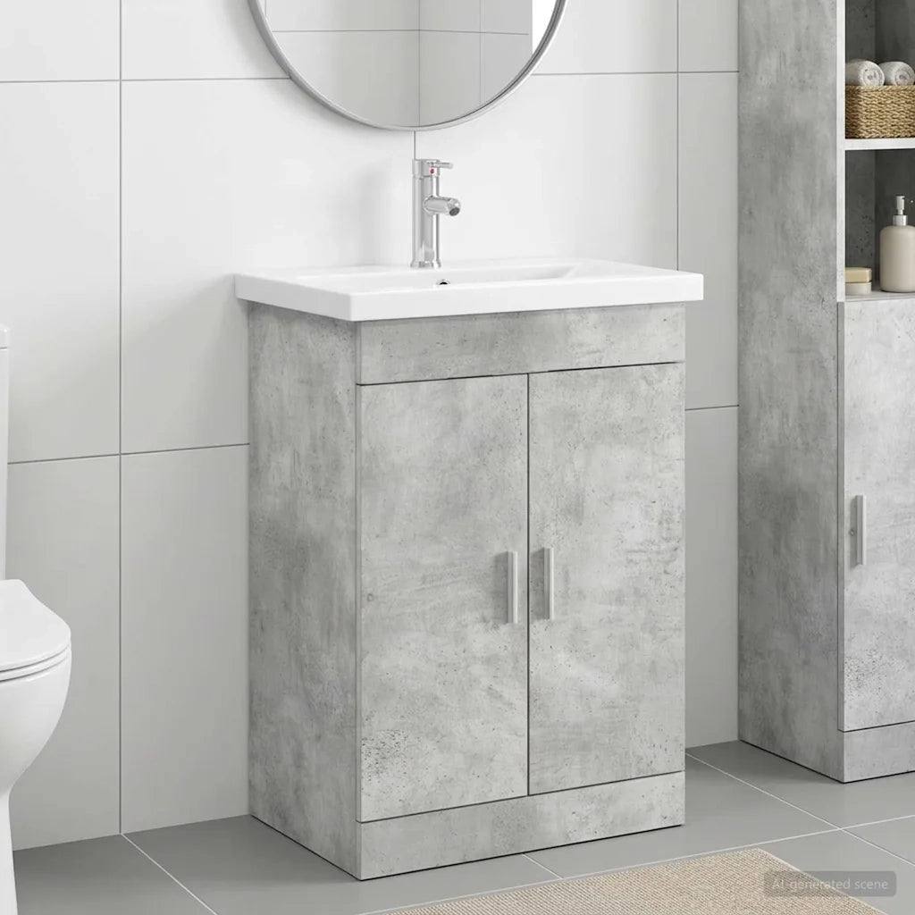 Set di mobili per il bagno Grigio Cemento 61 x 40 x 84,5 cm 3404353