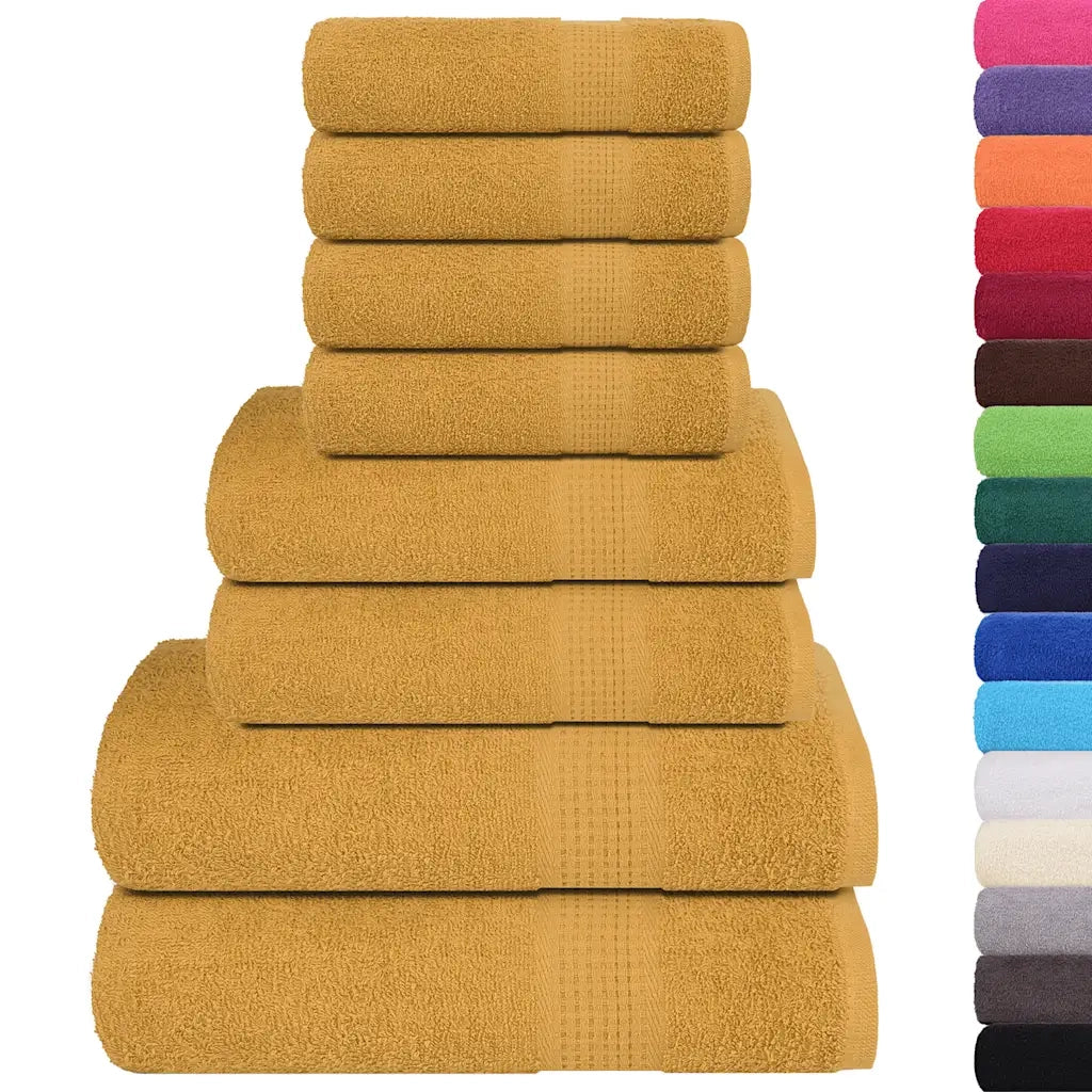 vidaXL Set Asciugamani 8 pz Oro 360 gsm 100% Cotone