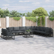vidaXL Set Divano da Giardino con cuscino 11 pcs Nero Alluminio