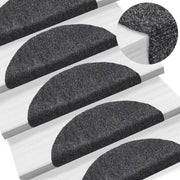 Tappetini per scale autoadesivi 15 pz 56x17x3 cm Grigio scuro semicircolari 132691