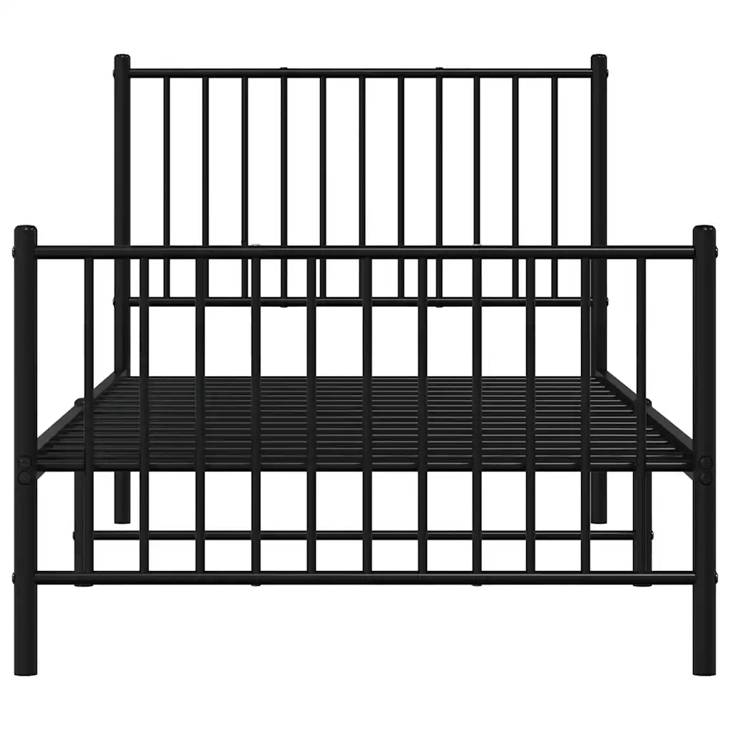 Giroletto con Testiera e Pediera-Struttura Letto Metallo Nero 90x190 cm 209438