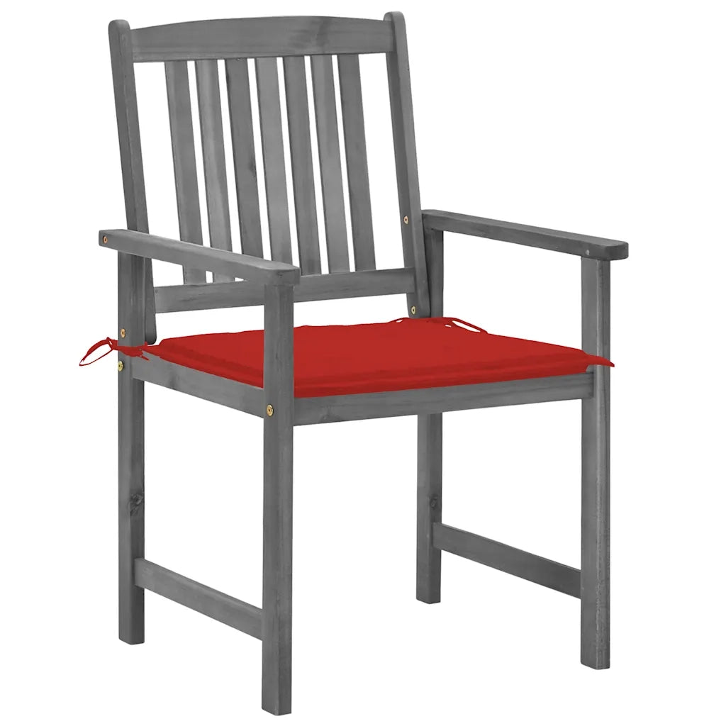 Sedie da Giardino con Cuscini 4 pz in Massello di Acacia Grigio cod mxl 17272