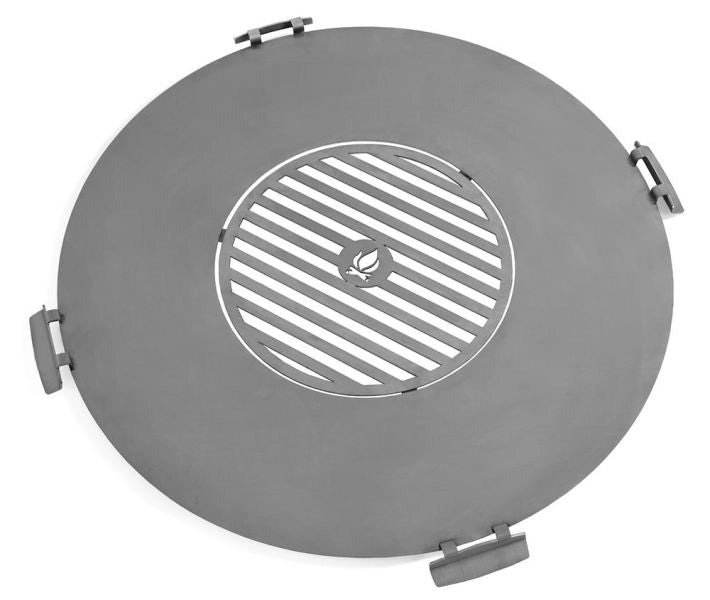 Barbecue Piastra per braciere in acciaio inox da 102 cm con griglia da 50 cm e 4 manici