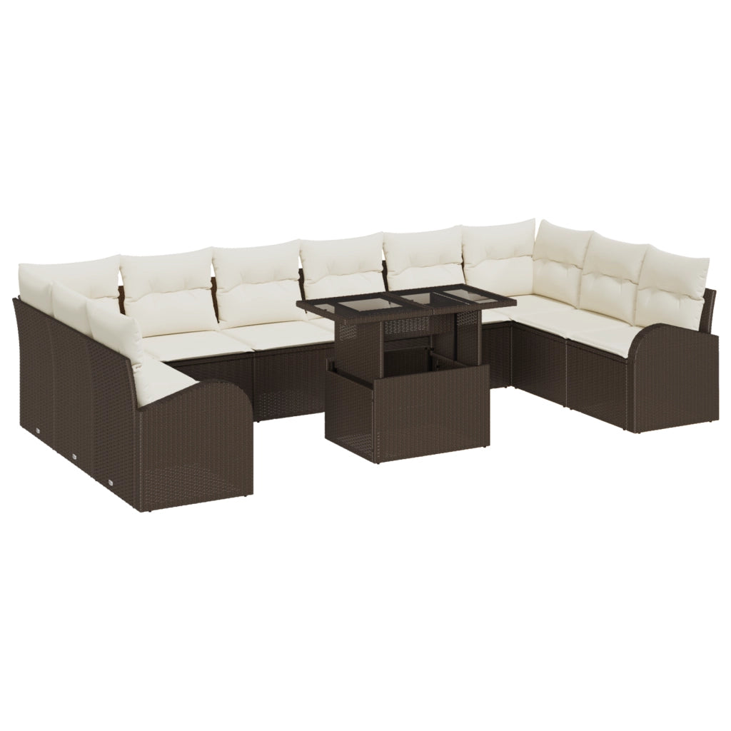 Set divano giardino  11 pezzi con cuscini Rattan marrone