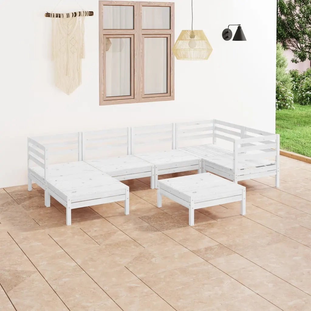 Set Salotto da Giardino 7 pz in Legno Massello di Pino Bianco 3082960