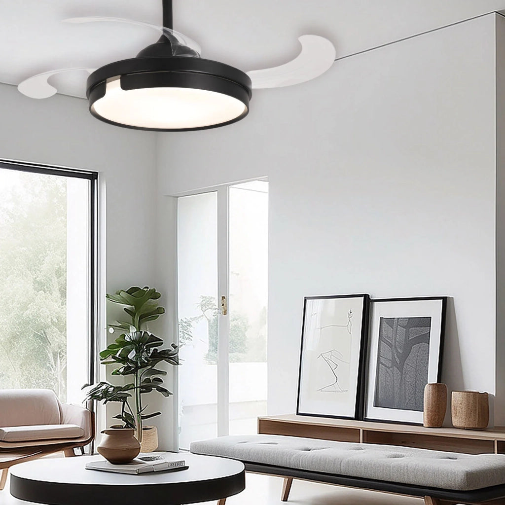 LÚZETE - VENTILATORE DA SOFFITTO LED 38W REGOLABILE 4 PALE PIEGHEVOLI NASHVILLE