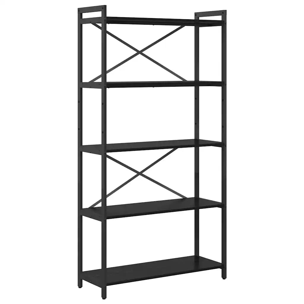 Libreria-Scaffale per Libri-Mobile di Stoccaggio Rovere Nero 80 x 30 x 155 cm Legno multistrato