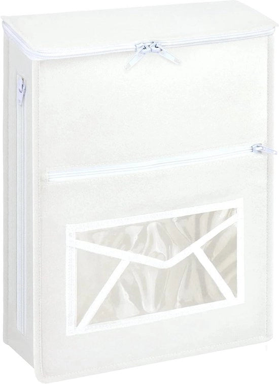 Cattura Posta Bianca per Porte in PVC, Vetro e Metallo - Gabbie in Feltro per Posta - Cattura Posta per Porte con Cassetti per Lettere - Adesivo o Appeso - 30 x 45 cm