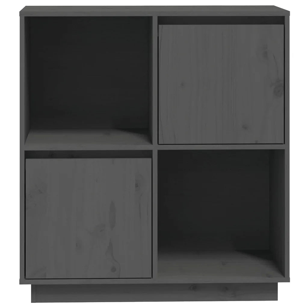 Credenza Grigia 74x35x80 cm in Legno Massello di Pino