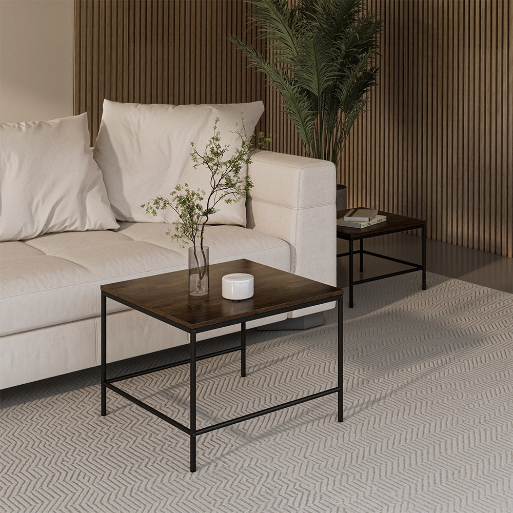 Vicco Tavolino da divano Rovere rustico/nero 60 x 60 cm 2 parti
