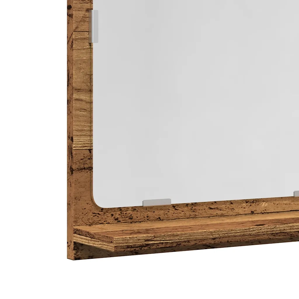 Mobiletto a specchio da bagno a parete pratico 40 x 11 x 37 cm realizzato in legno composito con finitura effetto legno anticato 02_0050785