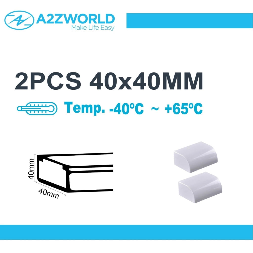 2 Pezzi Connettore Angolare Per Canaline Passacavi 40X40mm, Angolo Esterno Con Curva, Colore Bianco