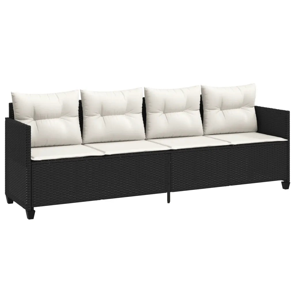 Set Divani da Giardino 5 pz | Set Salotto da Giardino con Cuscini in Polyrattan Nero