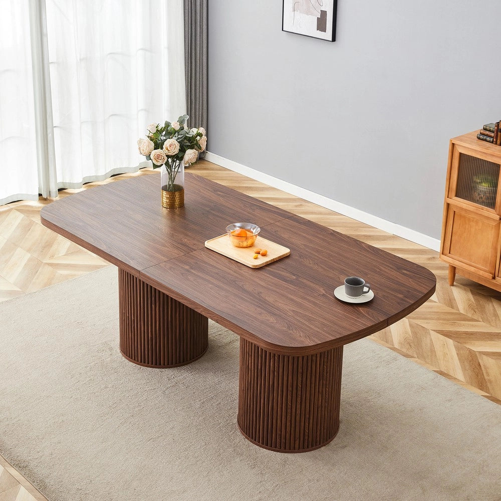 Tavolo da Pranzo Ovale con Piano MDF Effetto Legno ¨C MINIMAL ¨C Design Moderno