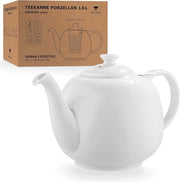 Teapot in Porcellana con Filtro 1,6 L - Resistenti alle Piccole Pietre, Lavabile in Lavastoviglie e di Stile