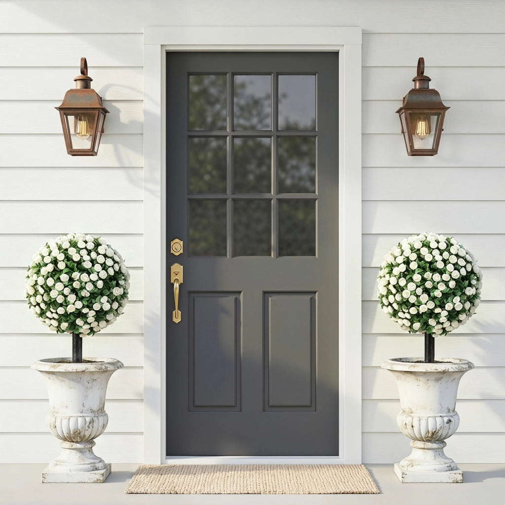 Alberi di Rose Artificiali per Esterno ¨C Minimal ¨C Set di 2, 55 cm, Bianco