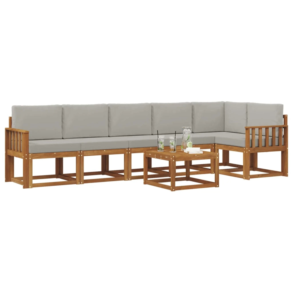 Set di divani da esterno 7 pcs Grigio Naturale e Chiaro 3366494