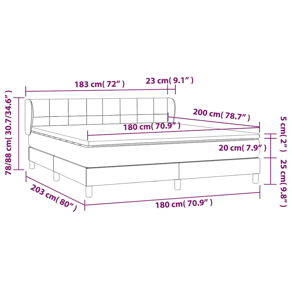 Giroletto a Molle con Materasso Blu Scuro 180x200 cm in Velluto 3127509