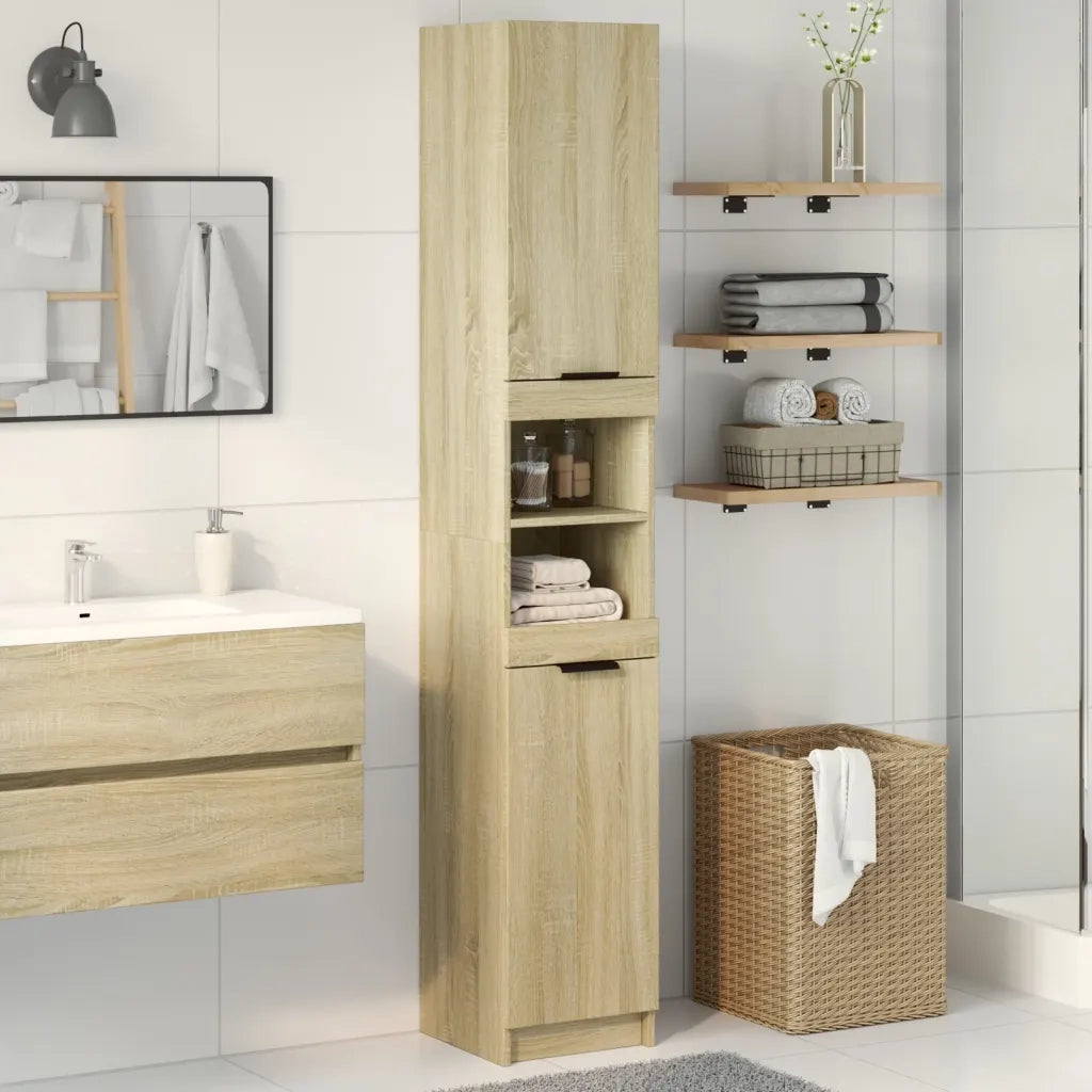 vidaXL Armadietto da Bagno Rovere Sonoma 32x34x188,5 cm in Truciolato