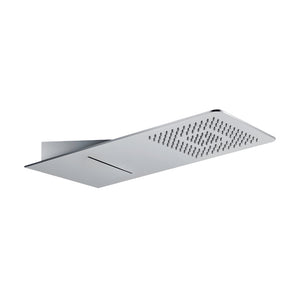 Soffione doccia a parete acciaio inox punta quadrata con cascata