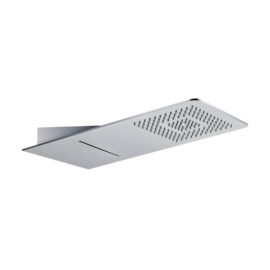Soffione doccia a parete acciaio inox punta quadrata con cascata